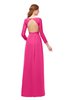 ColsBM Cyan Fandango Pink Bridesmaid Dresses Sexy A-line Long Sleeve V-neck Backless Floor Length
