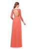 ColsBM Cyan Fusion Coral Bridesmaid Dresses Sexy A-line Long Sleeve V-neck Backless Floor Length