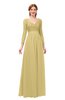 ColsBM Cyan Gold Bridesmaid Dresses Sexy A-line Long Sleeve V-neck Backless Floor Length