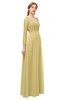 ColsBM Cyan Gold Bridesmaid Dresses Sexy A-line Long Sleeve V-neck Backless Floor Length