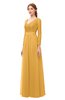 ColsBM Cyan Golden Cream Bridesmaid Dresses Sexy A-line Long Sleeve V-neck Backless Floor Length