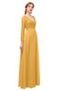 ColsBM Cyan Golden Cream Bridesmaid Dresses Sexy A-line Long Sleeve V-neck Backless Floor Length
