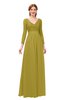 ColsBM Cyan Golden Olive Bridesmaid Dresses Sexy A-line Long Sleeve V-neck Backless Floor Length