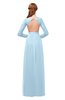 ColsBM Cyan Ice Blue Bridesmaid Dresses Sexy A-line Long Sleeve V-neck Backless Floor Length