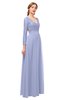 ColsBM Cyan Lavender Bridesmaid Dresses Sexy A-line Long Sleeve V-neck Backless Floor Length