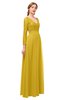 ColsBM Cyan Lemon Curry Bridesmaid Dresses Sexy A-line Long Sleeve V-neck Backless Floor Length