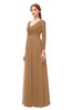 ColsBM Cyan Light Brown Bridesmaid Dresses Sexy A-line Long Sleeve V-neck Backless Floor Length