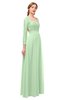ColsBM Cyan Light Green Bridesmaid Dresses Sexy A-line Long Sleeve V-neck Backless Floor Length