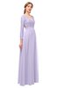 ColsBM Cyan Light Purple Bridesmaid Dresses Sexy A-line Long Sleeve V-neck Backless Floor Length