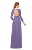 ColsBM Cyan Lilac Bridesmaid Dresses Sexy A-line Long Sleeve V-neck Backless Floor Length