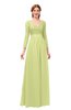 ColsBM Cyan Lime Green Bridesmaid Dresses Sexy A-line Long Sleeve V-neck Backless Floor Length