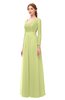 ColsBM Cyan Lime Green Bridesmaid Dresses Sexy A-line Long Sleeve V-neck Backless Floor Length