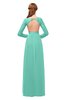 ColsBM Cyan Mint Green Bridesmaid Dresses Sexy A-line Long Sleeve V-neck Backless Floor Length