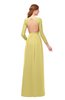 ColsBM Cyan Misted Yellow Bridesmaid Dresses Sexy A-line Long Sleeve V-neck Backless Floor Length