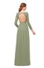 ColsBM Cyan Moss Green Bridesmaid Dresses Sexy A-line Long Sleeve V-neck Backless Floor Length