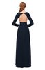 ColsBM Cyan Navy Blue Bridesmaid Dresses Sexy A-line Long Sleeve V-neck Backless Floor Length