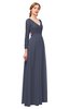 ColsBM Cyan Nightshadow Blue Bridesmaid Dresses Sexy A-line Long Sleeve V-neck Backless Floor Length