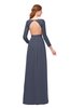 ColsBM Cyan Nightshadow Blue Bridesmaid Dresses Sexy A-line Long Sleeve V-neck Backless Floor Length