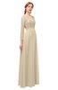 ColsBM Cyan Novelle Peach Bridesmaid Dresses Sexy A-line Long Sleeve V-neck Backless Floor Length