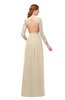 ColsBM Cyan Novelle Peach Bridesmaid Dresses Sexy A-line Long Sleeve V-neck Backless Floor Length