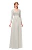 ColsBM Cyan Off White Bridesmaid Dresses Sexy A-line Long Sleeve V-neck Backless Floor Length