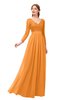 ColsBM Cyan Orange Bridesmaid Dresses Sexy A-line Long Sleeve V-neck Backless Floor Length