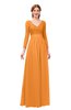 ColsBM Cyan Orange Bridesmaid Dresses Sexy A-line Long Sleeve V-neck Backless Floor Length