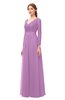ColsBM Cyan Orchid Bridesmaid Dresses Sexy A-line Long Sleeve V-neck Backless Floor Length
