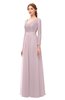 ColsBM Cyan Pale Lilac Bridesmaid Dresses Sexy A-line Long Sleeve V-neck Backless Floor Length