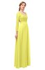 ColsBM Cyan Pale Yellow Bridesmaid Dresses Sexy A-line Long Sleeve V-neck Backless Floor Length