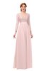 ColsBM Cyan Pastel Pink Bridesmaid Dresses Sexy A-line Long Sleeve V-neck Backless Floor Length