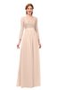 ColsBM Cyan Peach Puree Bridesmaid Dresses Sexy A-line Long Sleeve V-neck Backless Floor Length