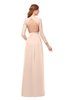 ColsBM Cyan Peach Puree Bridesmaid Dresses Sexy A-line Long Sleeve V-neck Backless Floor Length