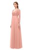 ColsBM Cyan Peach Bridesmaid Dresses Sexy A-line Long Sleeve V-neck Backless Floor Length