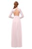 ColsBM Cyan Petal Pink Bridesmaid Dresses Sexy A-line Long Sleeve V-neck Backless Floor Length