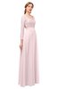 ColsBM Cyan Petal Pink Bridesmaid Dresses Sexy A-line Long Sleeve V-neck Backless Floor Length