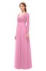 ColsBM Cyan Pink Bridesmaid Dresses Sexy A-line Long Sleeve V-neck Backless Floor Length