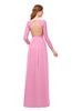 ColsBM Cyan Pink Bridesmaid Dresses Sexy A-line Long Sleeve V-neck Backless Floor Length