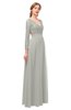 ColsBM Cyan Platinum Bridesmaid Dresses Sexy A-line Long Sleeve V-neck Backless Floor Length