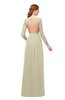 ColsBM Cyan Putty Bridesmaid Dresses Sexy A-line Long Sleeve V-neck Backless Floor Length