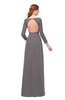 ColsBM Cyan Ridge Grey Bridesmaid Dresses Sexy A-line Long Sleeve V-neck Backless Floor Length
