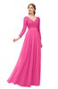 ColsBM Cyan Rose Pink Bridesmaid Dresses Sexy A-line Long Sleeve V-neck Backless Floor Length