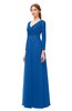 ColsBM Cyan Royal Blue Bridesmaid Dresses Sexy A-line Long Sleeve V-neck Backless Floor Length