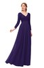 ColsBM Cyan Royal Purple Bridesmaid Dresses Sexy A-line Long Sleeve V-neck Backless Floor Length