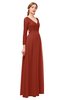 ColsBM Cyan Rust Bridesmaid Dresses Sexy A-line Long Sleeve V-neck Backless Floor Length