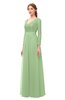 ColsBM Cyan Sage Green Bridesmaid Dresses Sexy A-line Long Sleeve V-neck Backless Floor Length