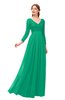 ColsBM Cyan Sea Green Bridesmaid Dresses Sexy A-line Long Sleeve V-neck Backless Floor Length