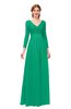 ColsBM Cyan Sea Green Bridesmaid Dresses Sexy A-line Long Sleeve V-neck Backless Floor Length