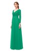 ColsBM Cyan Sea Green Bridesmaid Dresses Sexy A-line Long Sleeve V-neck Backless Floor Length