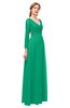 ColsBM Cyan Sea Green Bridesmaid Dresses Sexy A-line Long Sleeve V-neck Backless Floor Length